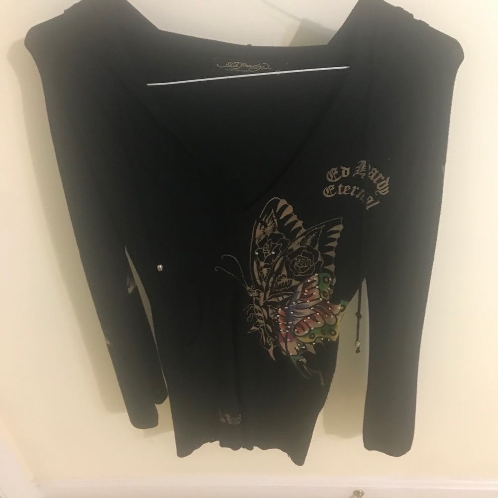 Ed Hardy women’s black hooded dress xs